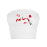 Boston Red Sox Lipstick Crop Tube Top - Tiny Turnip