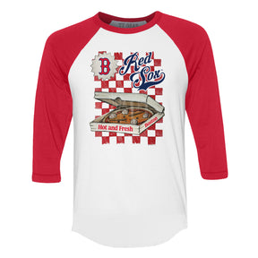 Boston Red Sox Pizza 3/4 Red Sleeve Raglan