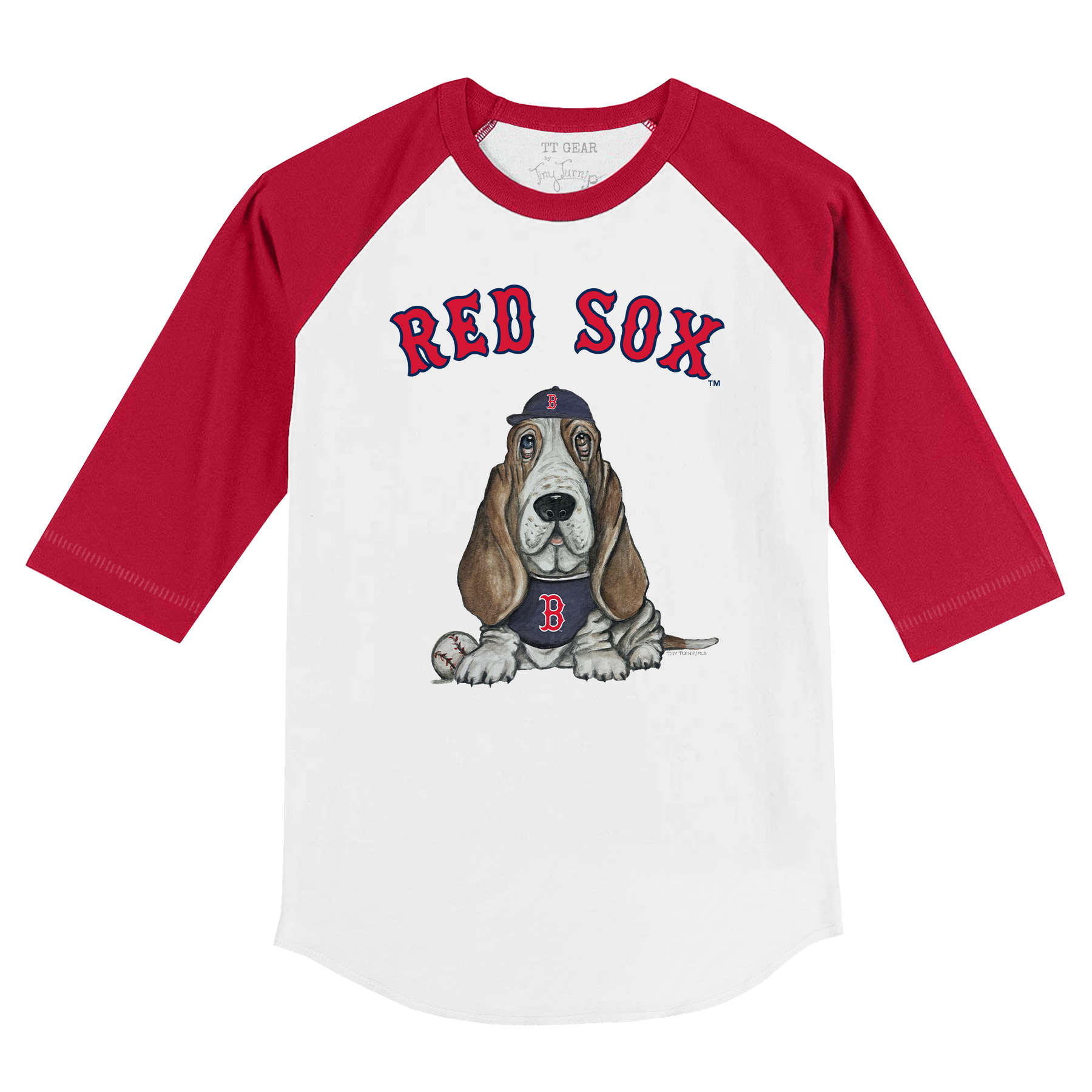 Boston Red Sox Puddy 3/4 Red Sleeve Raglan - Tiny Turnip