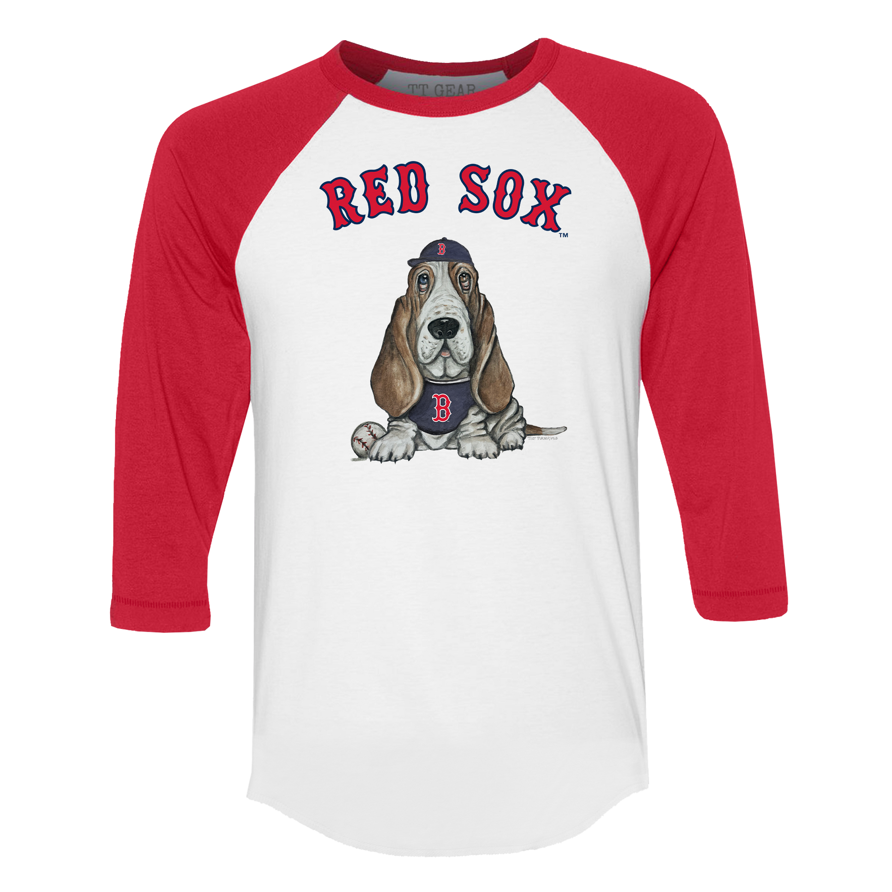Boston Red Sox Puddy 3/4 Red Sleeve Raglan - Tiny Turnip