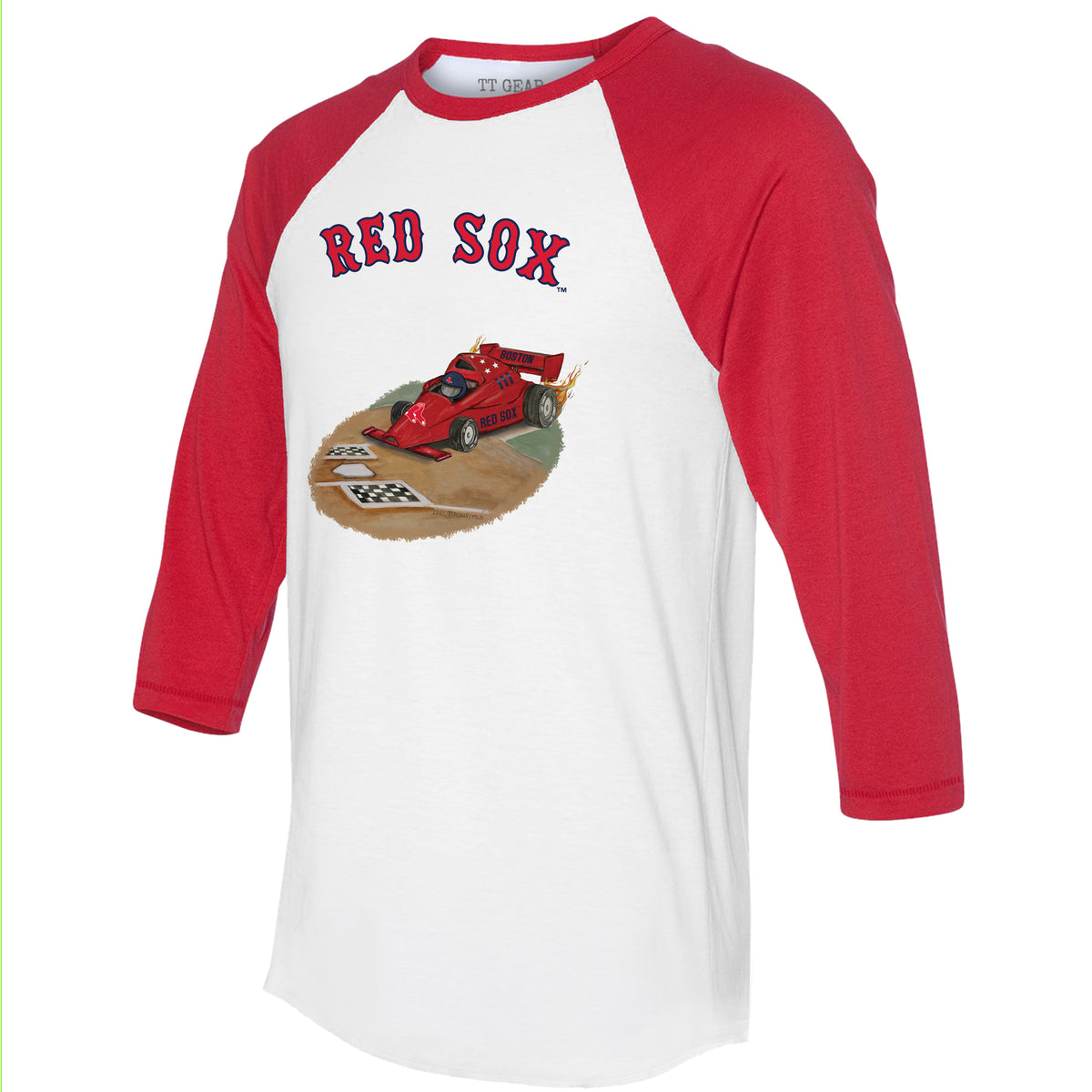 Boston Red Sox Race Car 3/4 Red Sleeve Raglan