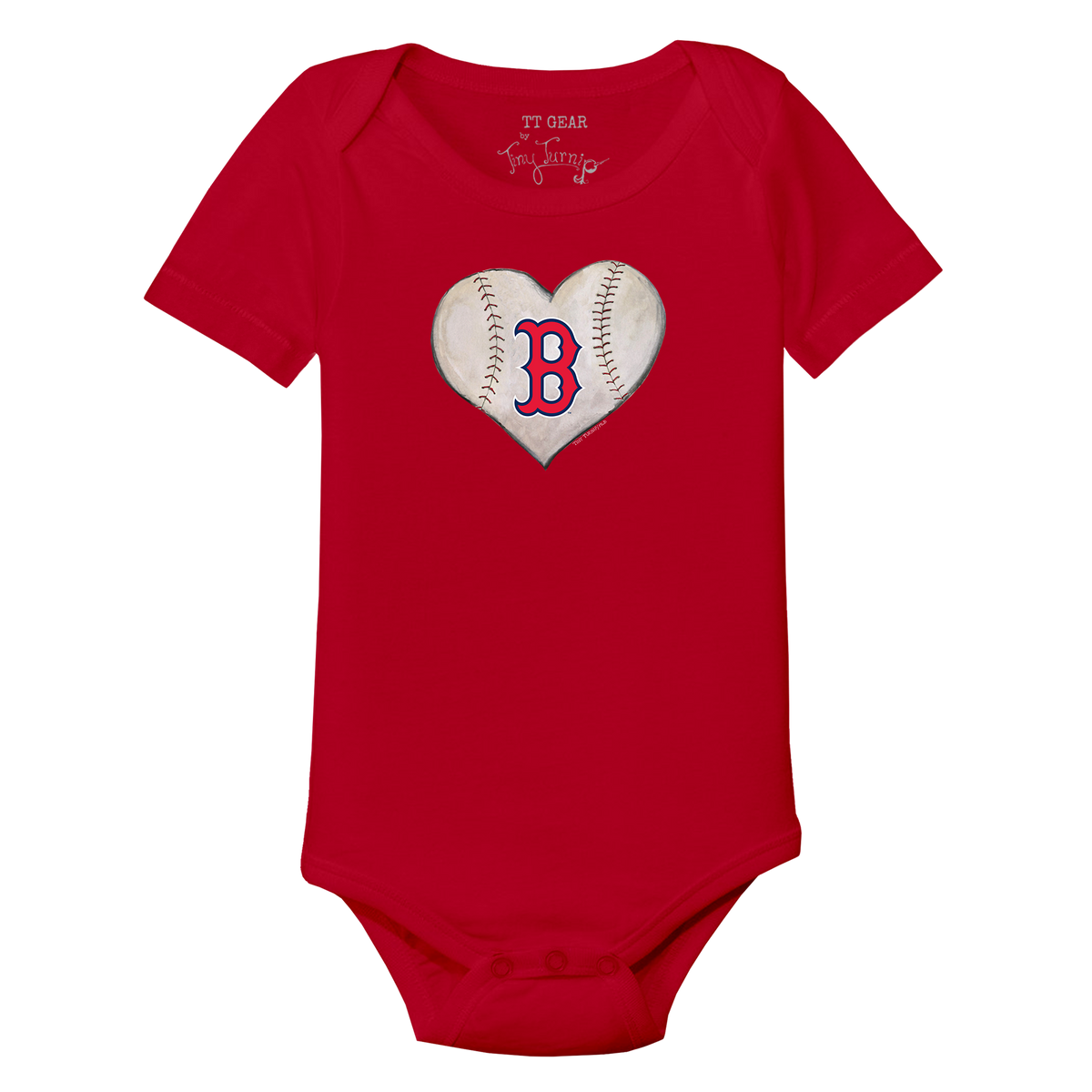 Boston Red Sox Stitched Heart Short Sleeve Snapper - Tiny Turnip