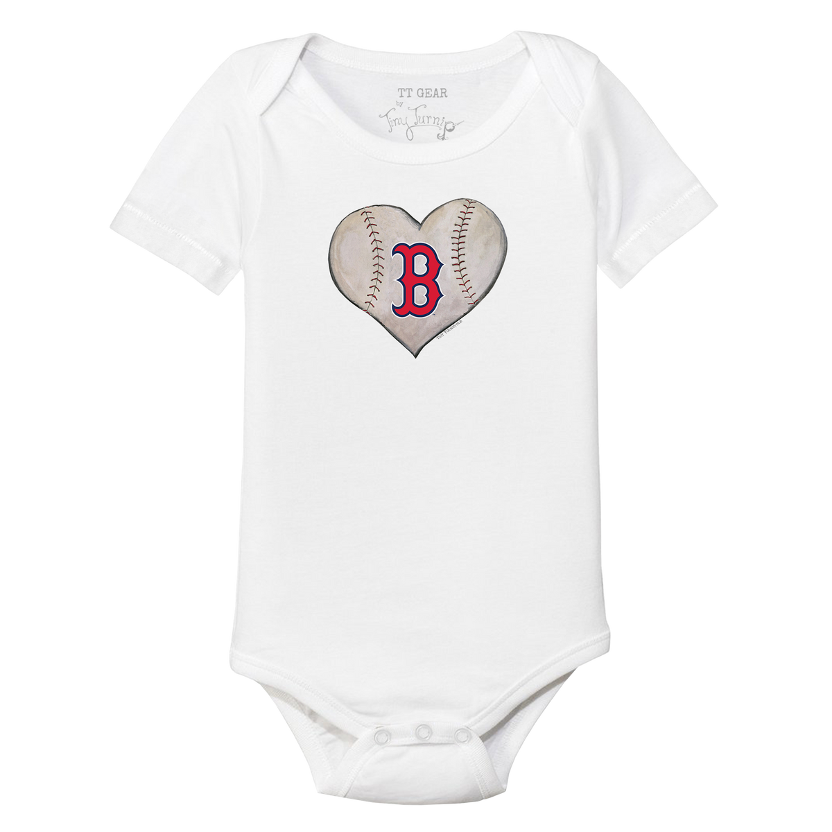 Boston Red Sox Stitched Heart Short Sleeve Snapper - Tiny Turnip
