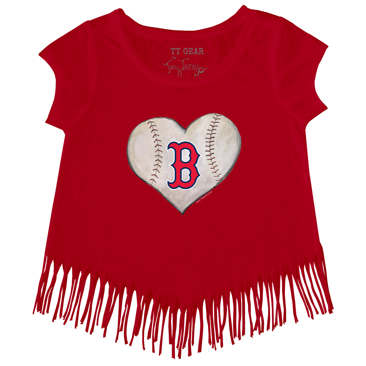 Boston Red Sox Stitched Heart Fringe Tee - Tiny Turnip