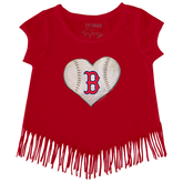 Boston Red Sox Stitched Heart Fringe Tee - Tiny Turnip