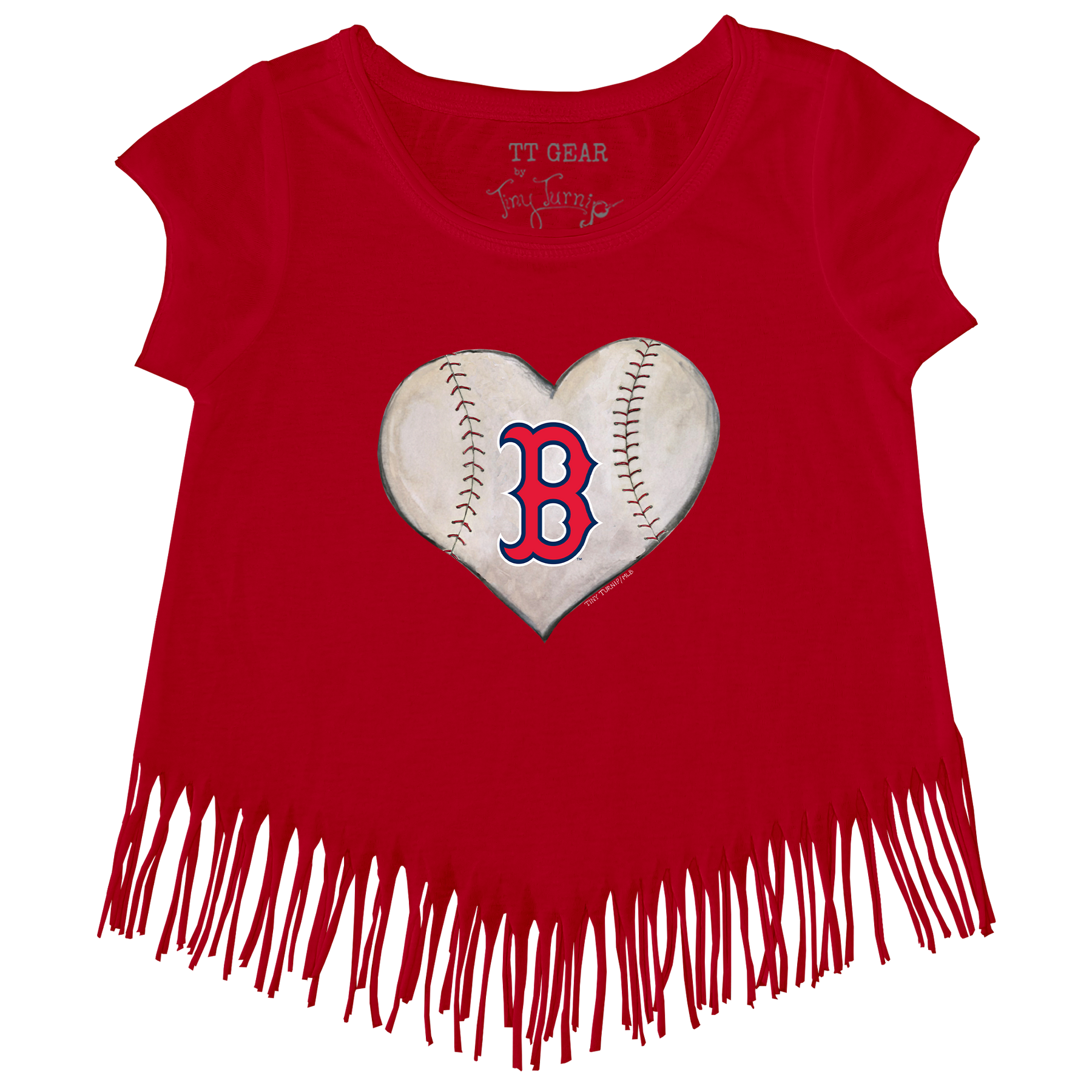 Boston Red Sox Stitched Heart Fringe Tee - Tiny Turnip