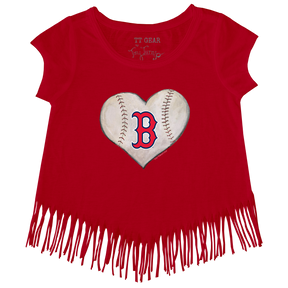 Boston Red Sox Stitched Heart Fringe Tee - Tiny Turnip