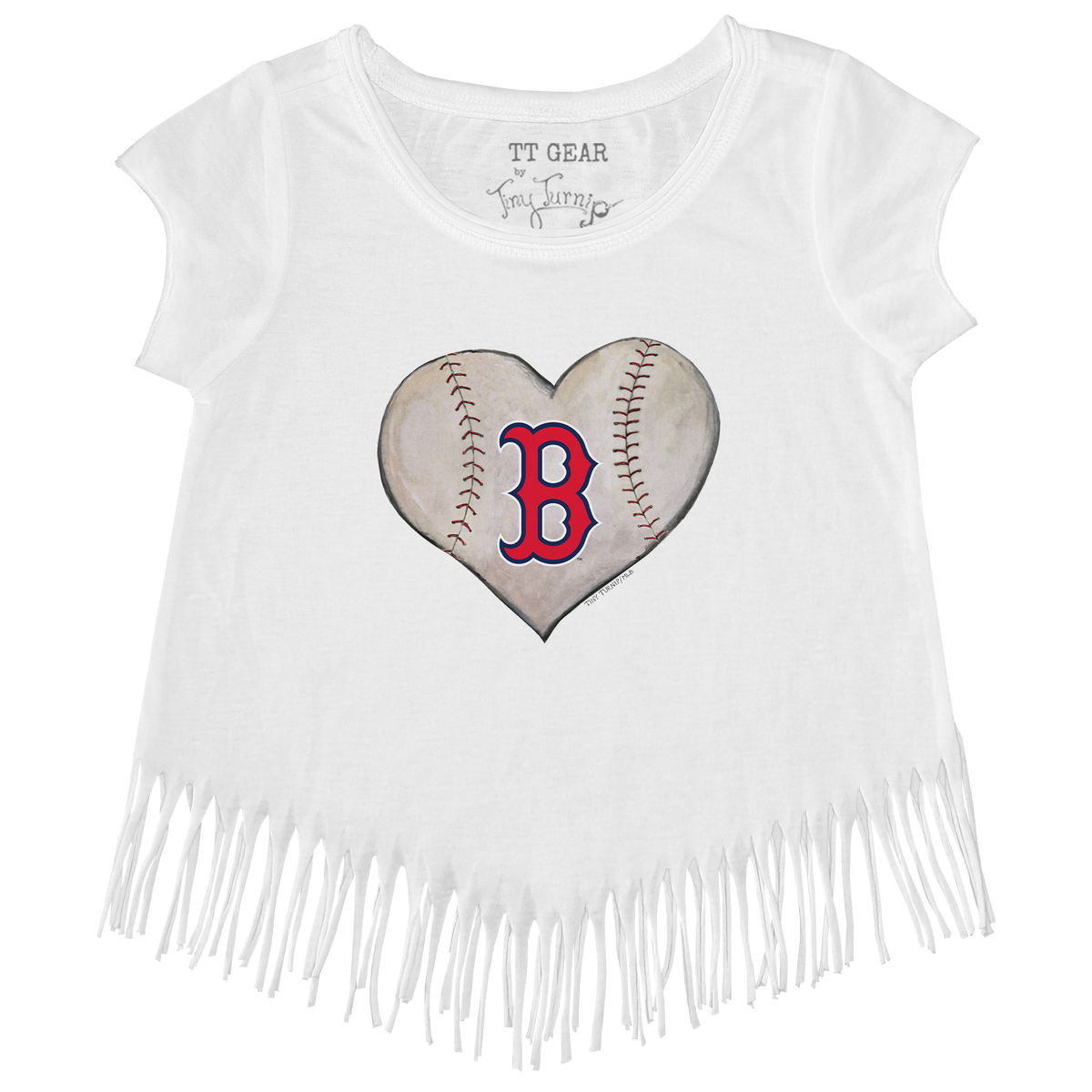 Boston Red Sox Stitched Heart Fringe Tee - Tiny Turnip