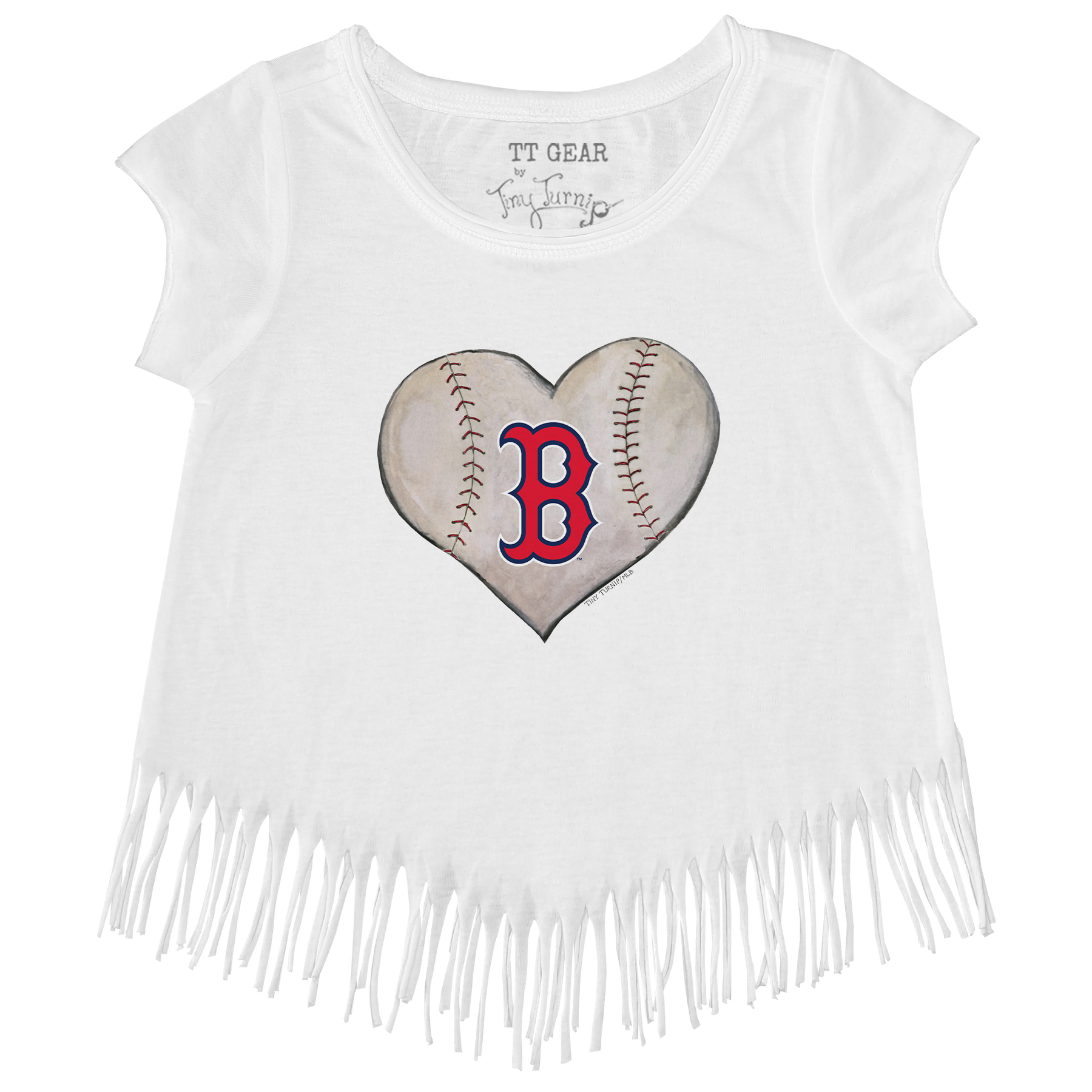 Boston Red Sox Stitched Heart Fringe Tee - Tiny Turnip
