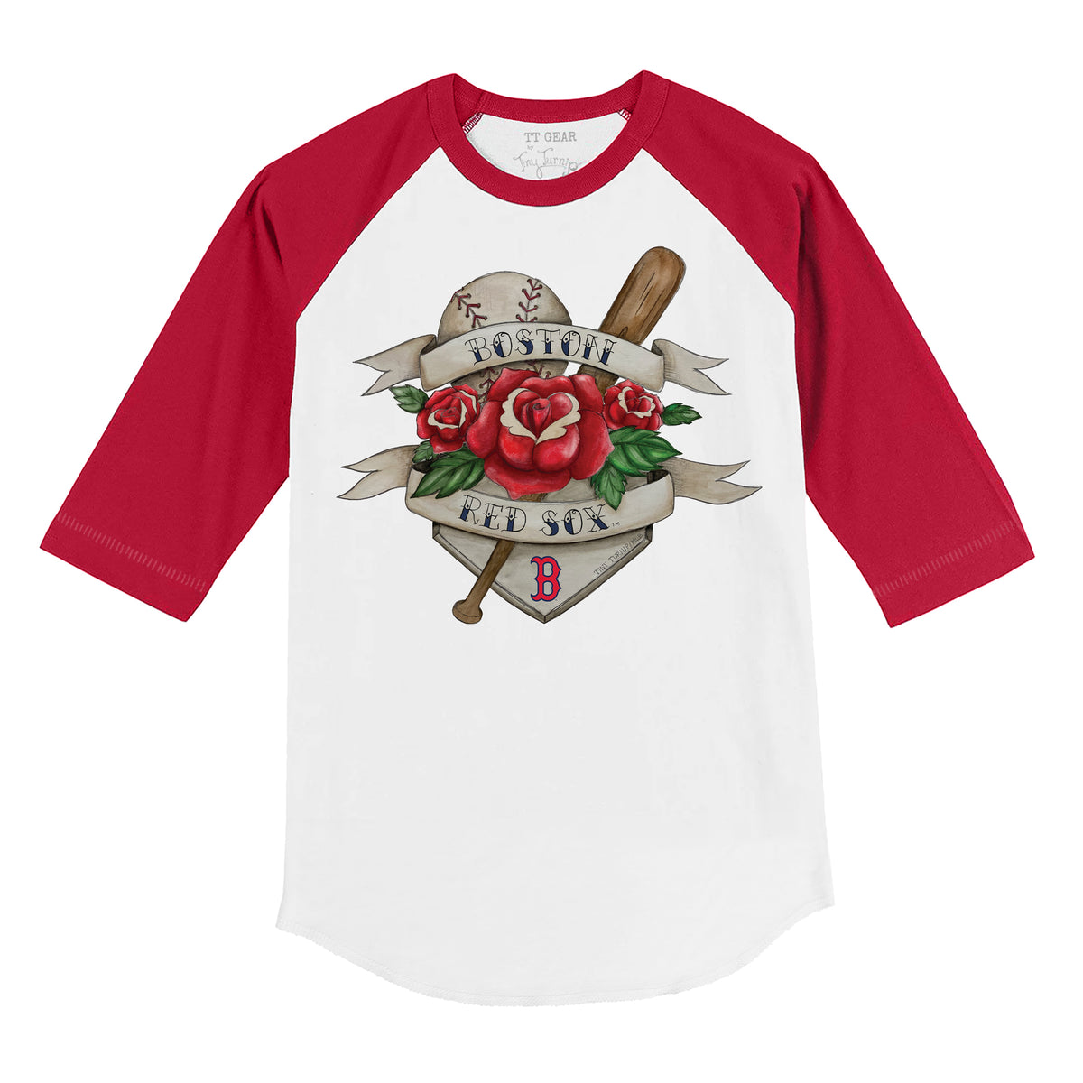 Boston Red Sox Tattoo Rose 3/4 Red Sleeve Raglan
