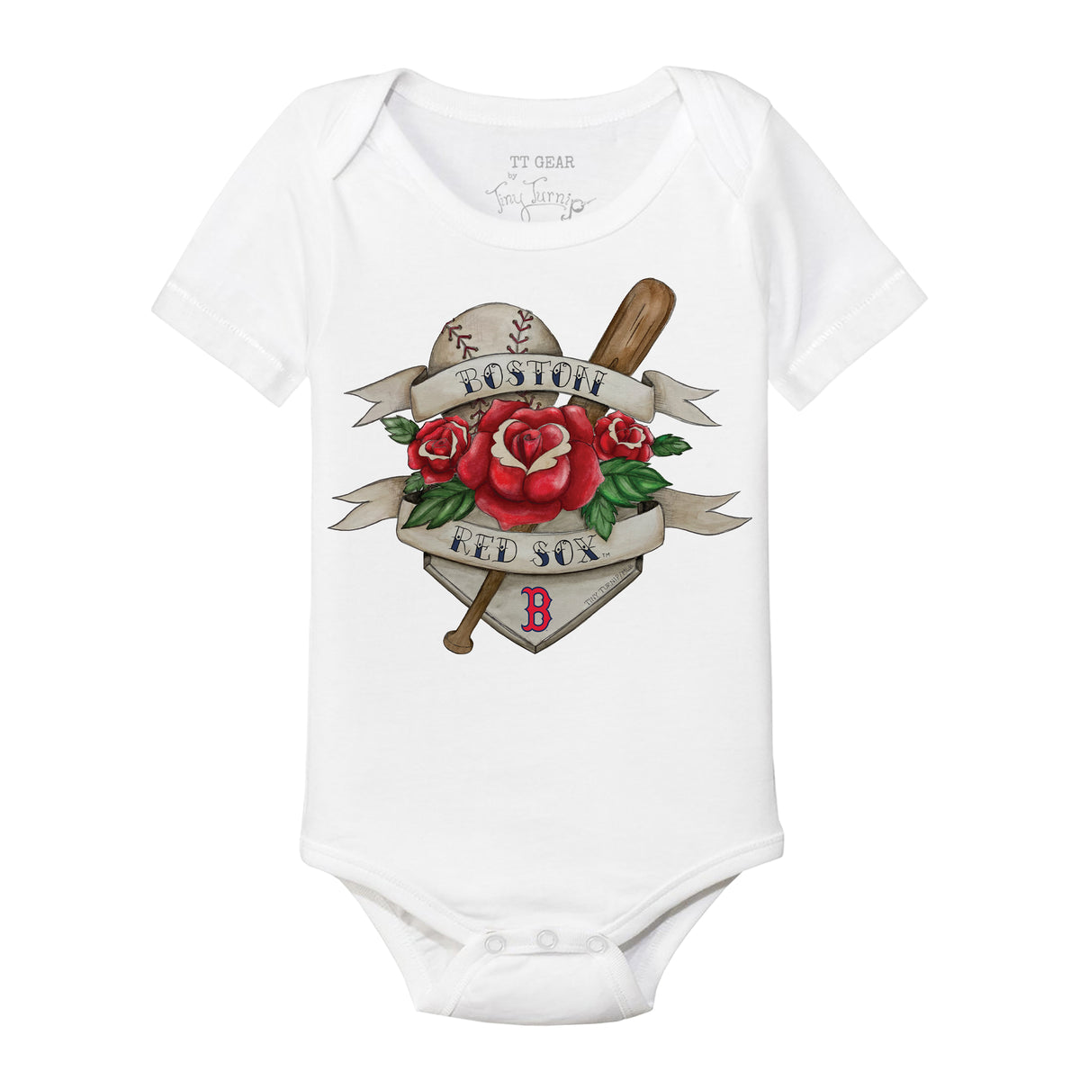Boston Red Sox Tattoo Rose Short Sleeve Snapper