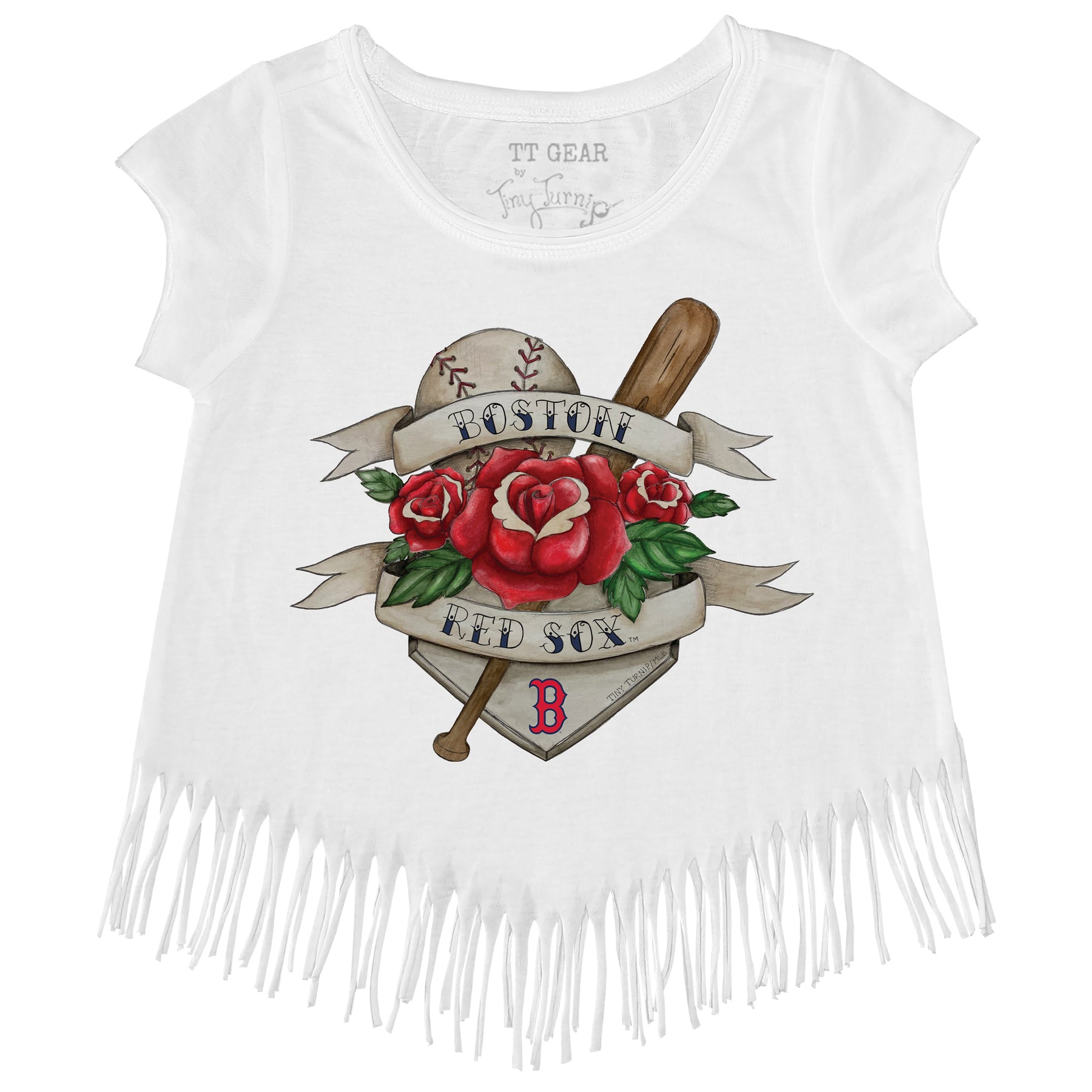 Boston Red Sox Tattoo Rose Fringe Tee