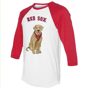 Boston Red Sox Yellow Labrador Retriever 3/4 Red Sleeve Raglan