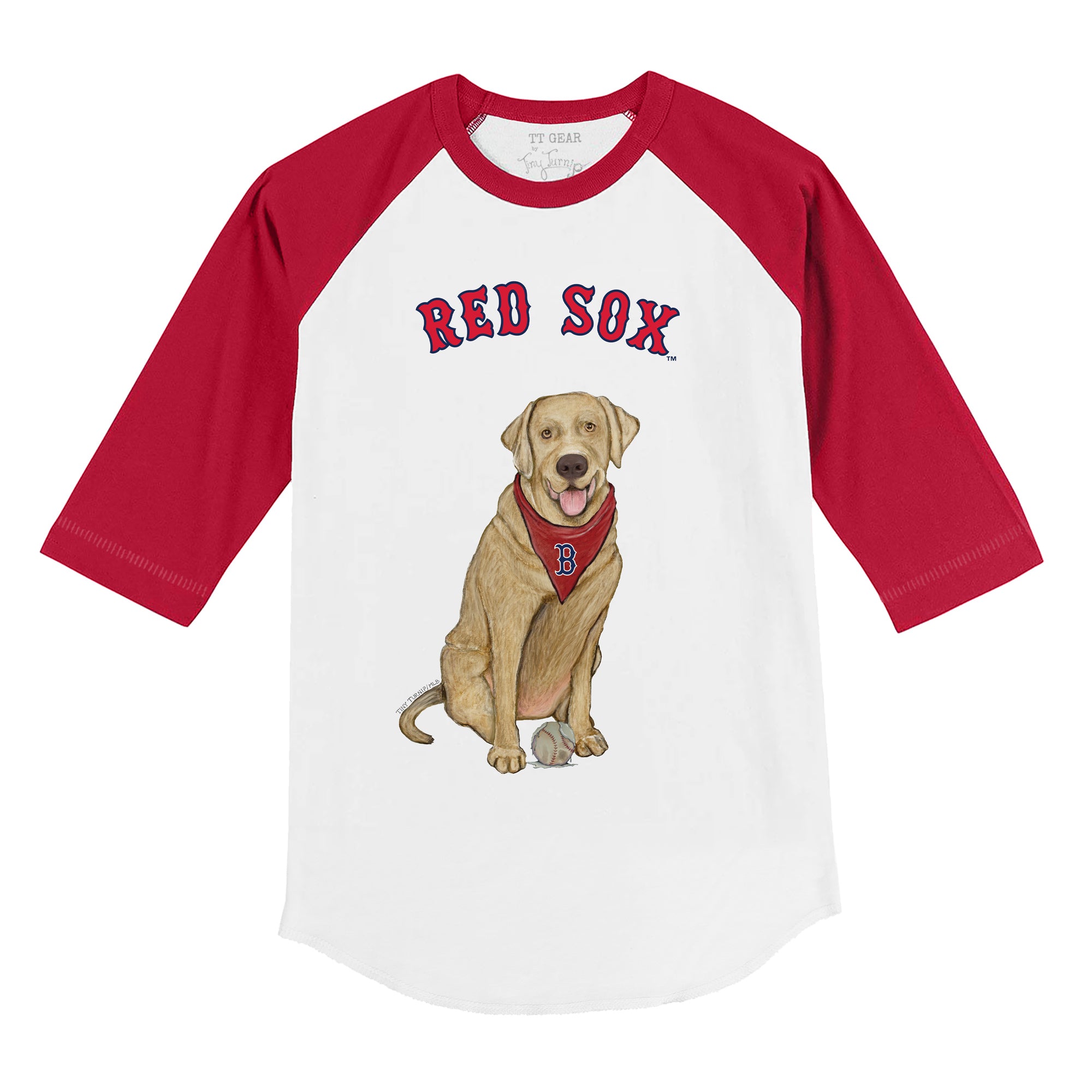 Red Lab Merchandise Boston Red Sox Yellow Labrador Retriever 3/4 Red Sleeve Raglan | Tiny ...