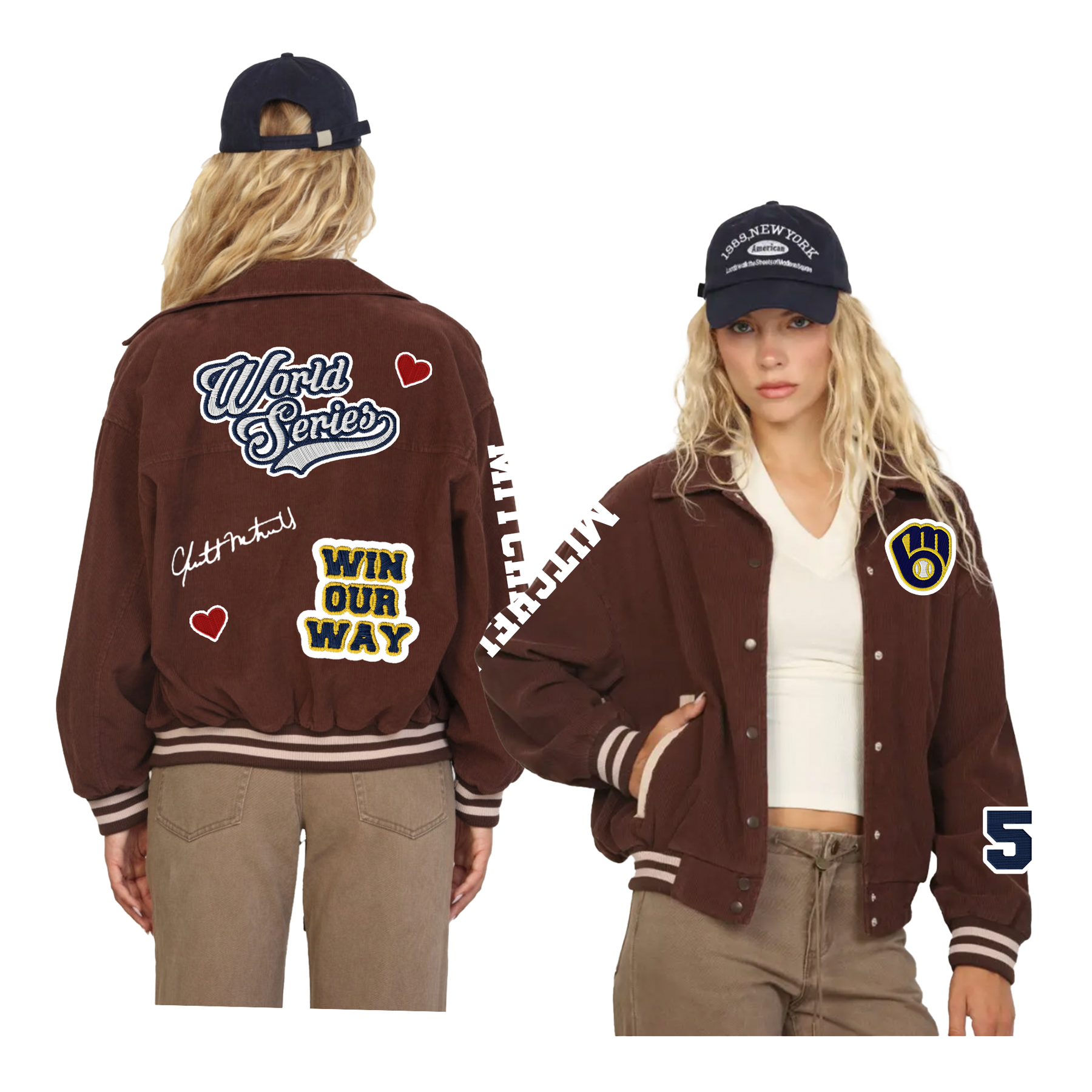 VIP Milwuakee Brewers Postseason '26 Brown Corduroy Varsity Jacket