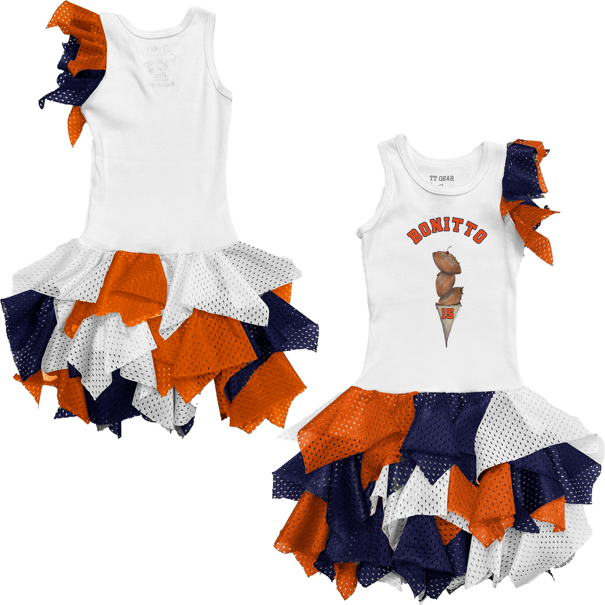 VIP Football: Triple Scoop w/ Name - Falling Mesh Dress - Tiny Turnip