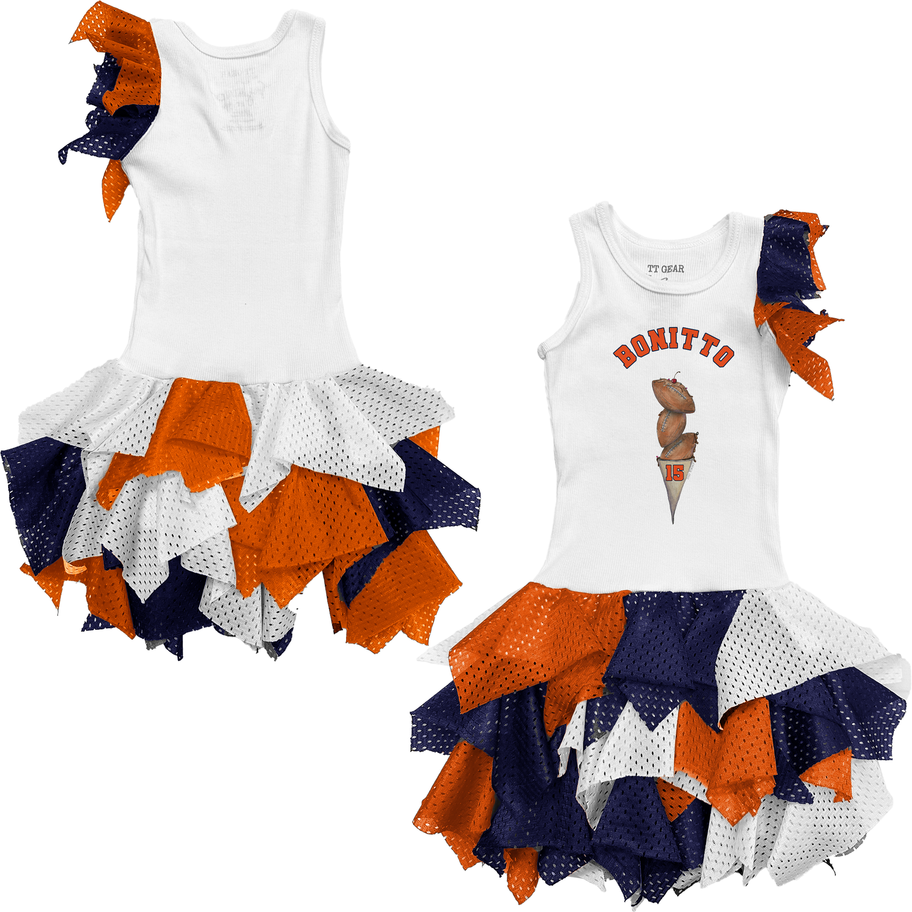 VIP Football: Triple Scoop w/ Name - Falling Mesh Dress - Tiny Turnip