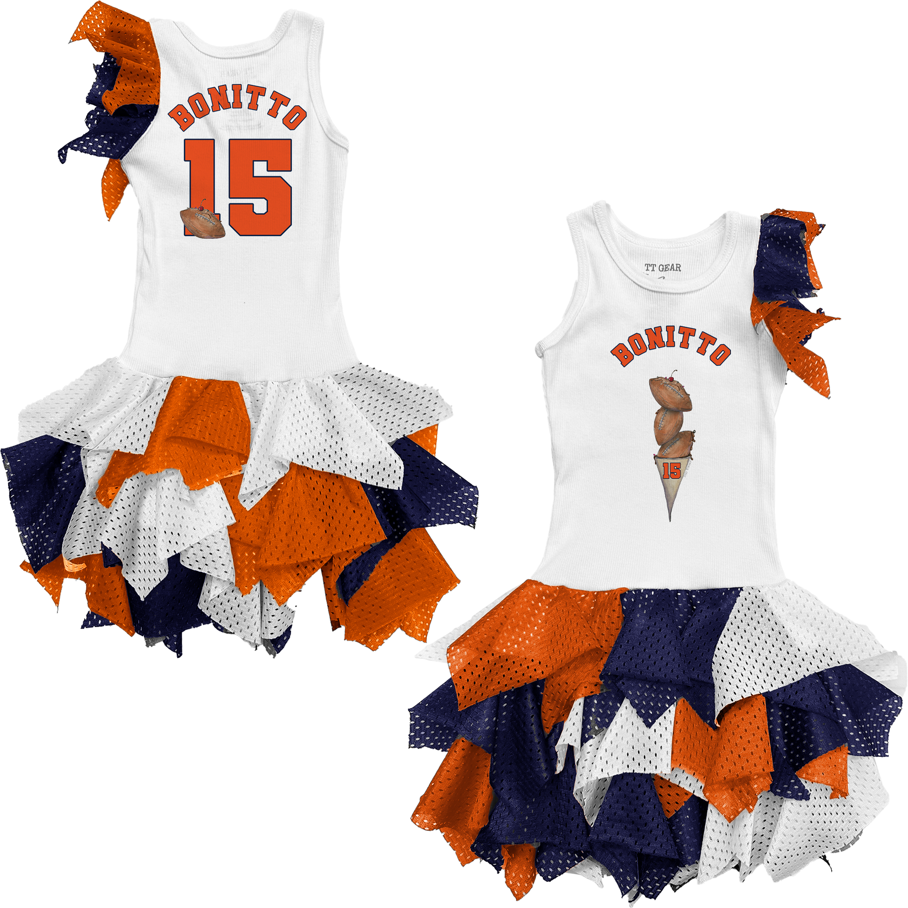 VIP Football: Triple Scoop w/ Name - Falling Mesh Dress - Tiny Turnip
