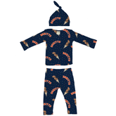 VIP Football: Triple Scoop w/ Name - Long Sleeve Layette Set - Tiny Turnip