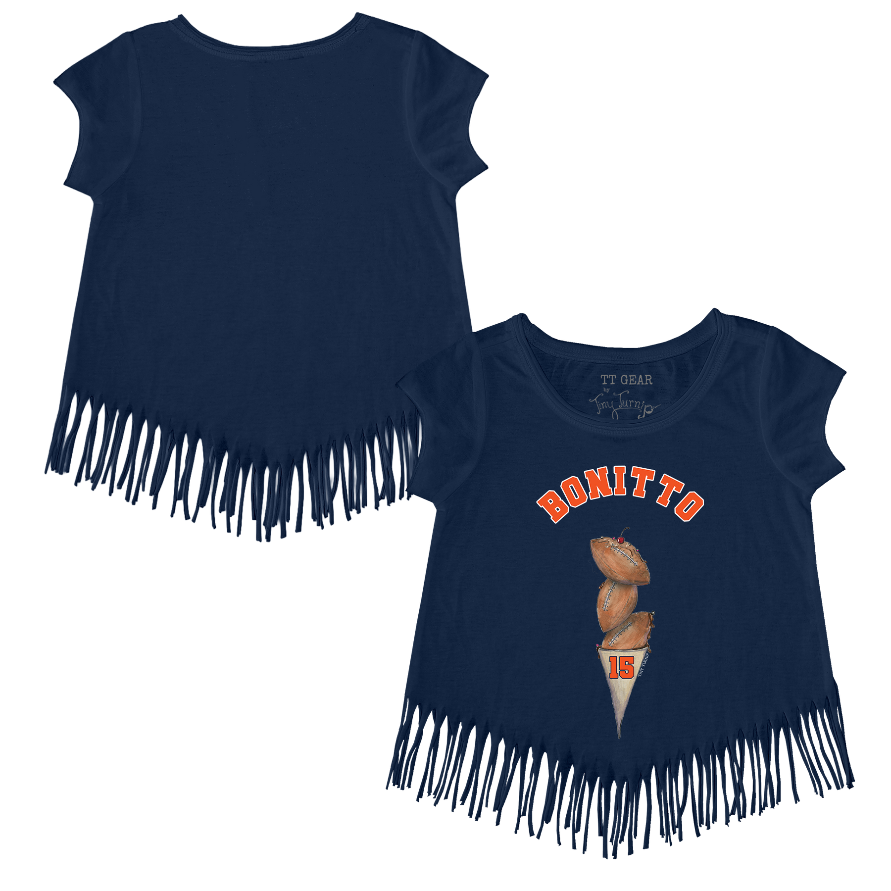 VIP Football: Triple Scoop w/ Name - Fringe Tee - Tiny Turnip