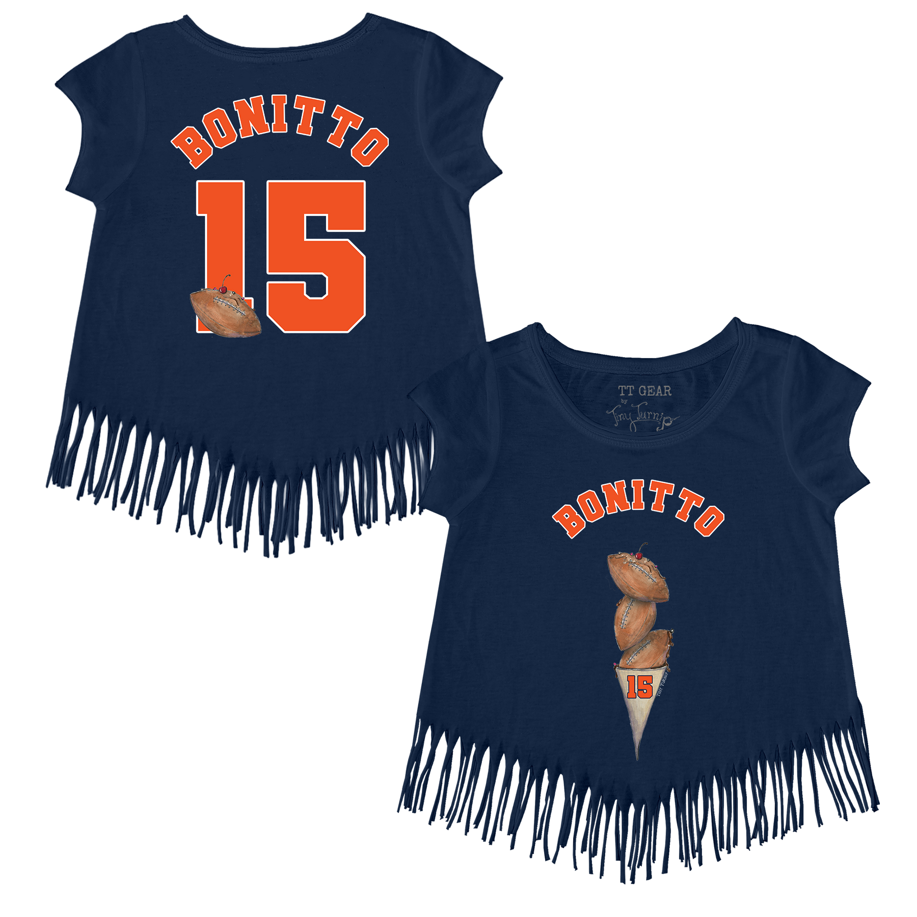 VIP Football: Triple Scoop w/ Name - Fringe Tee - Tiny Turnip