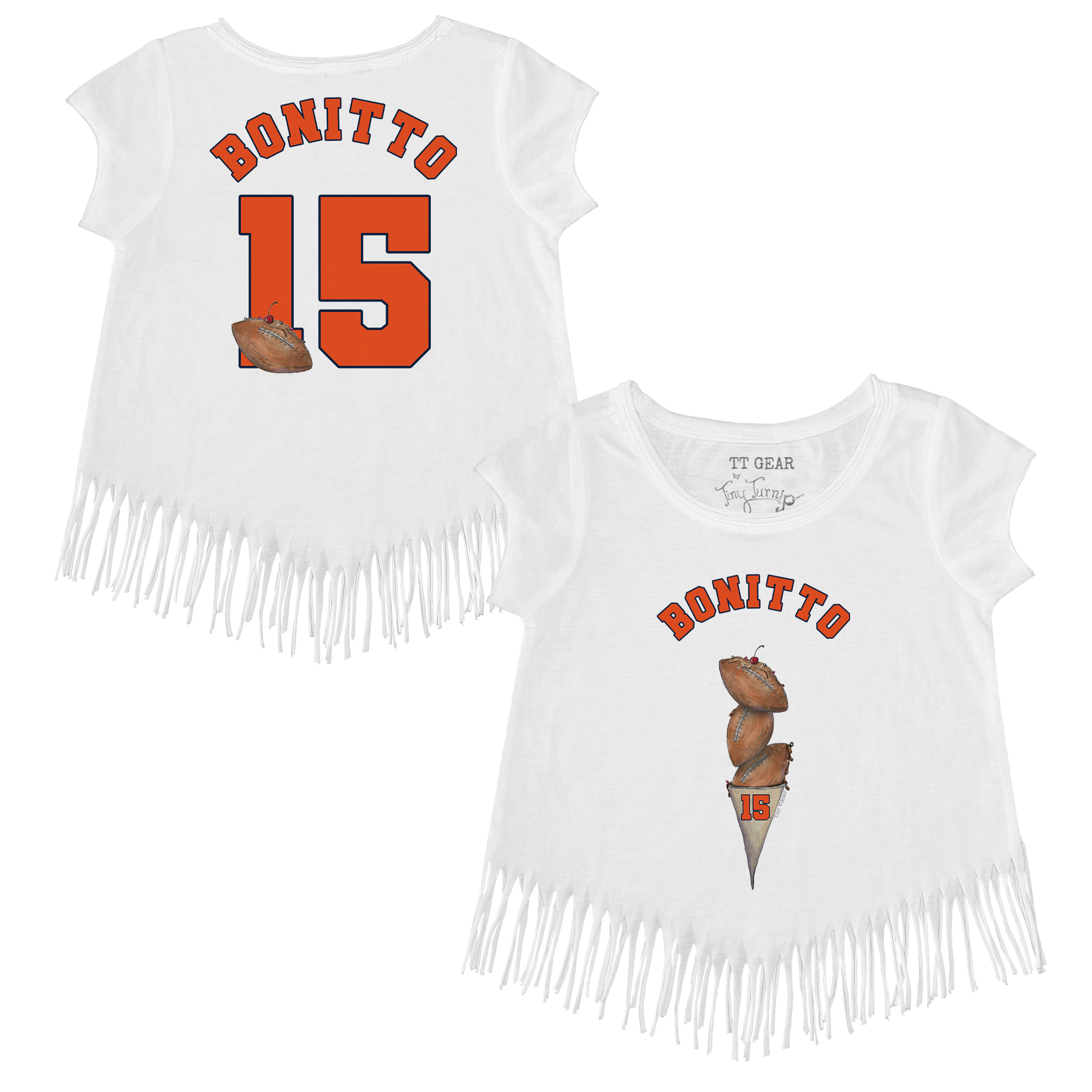 VIP Football: Triple Scoop w/ Name - Fringe Tee - Tiny Turnip