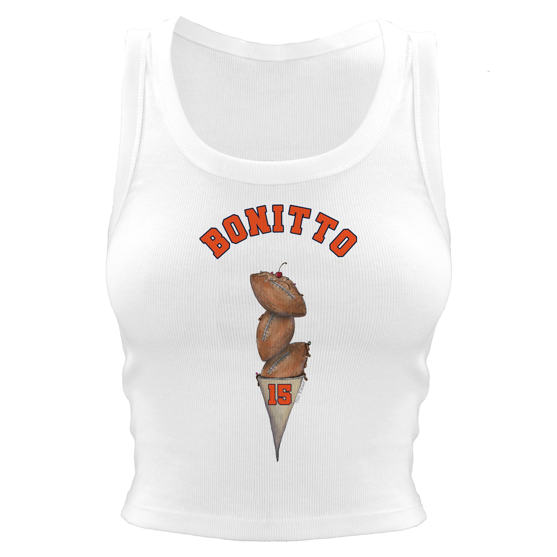 VIP Football: Triple Scoop w/ Name - Crop Tank - Tiny Turnip