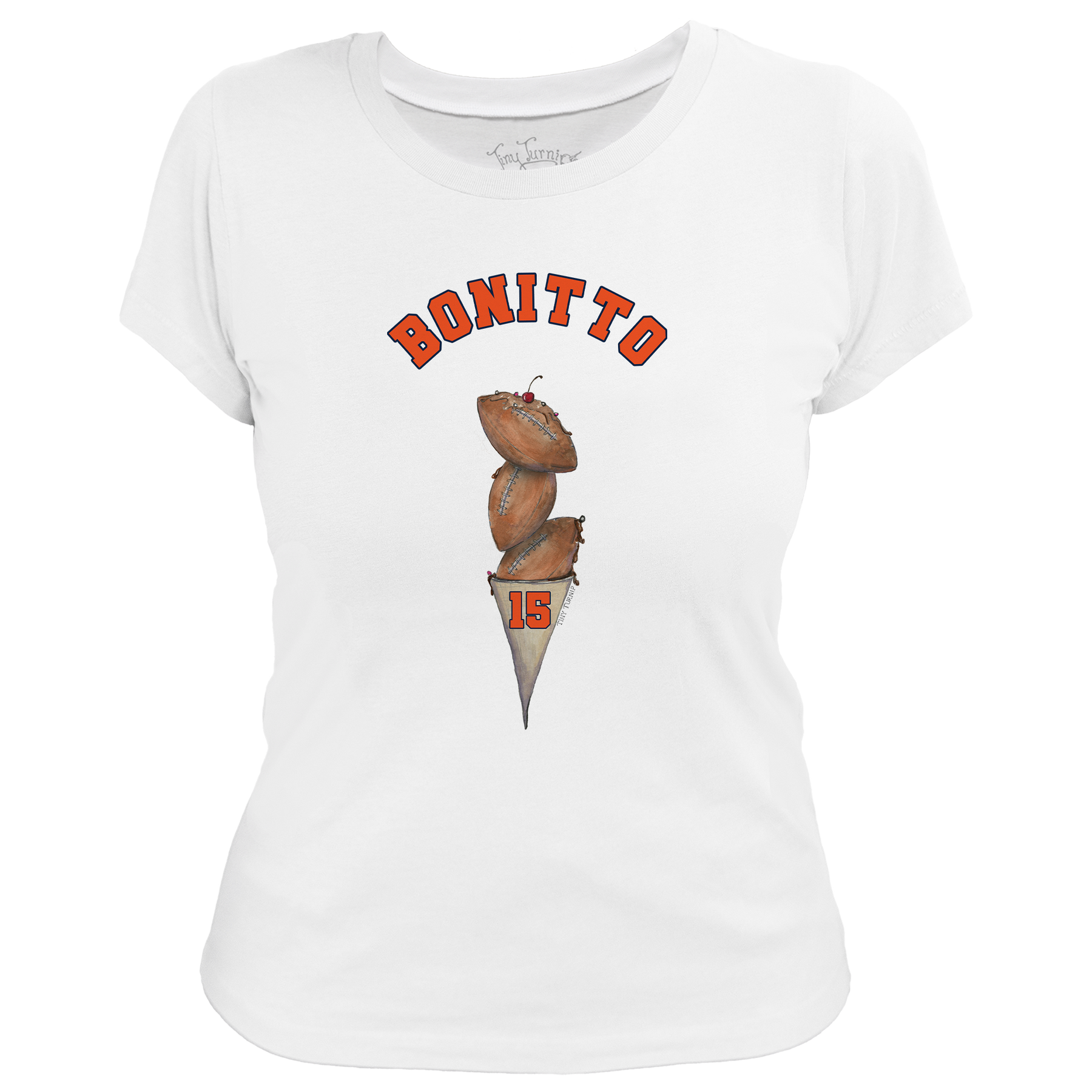 VIP Football: Triple Scoop w/ Name - Women's Tee Shirt - Tiny Turnip