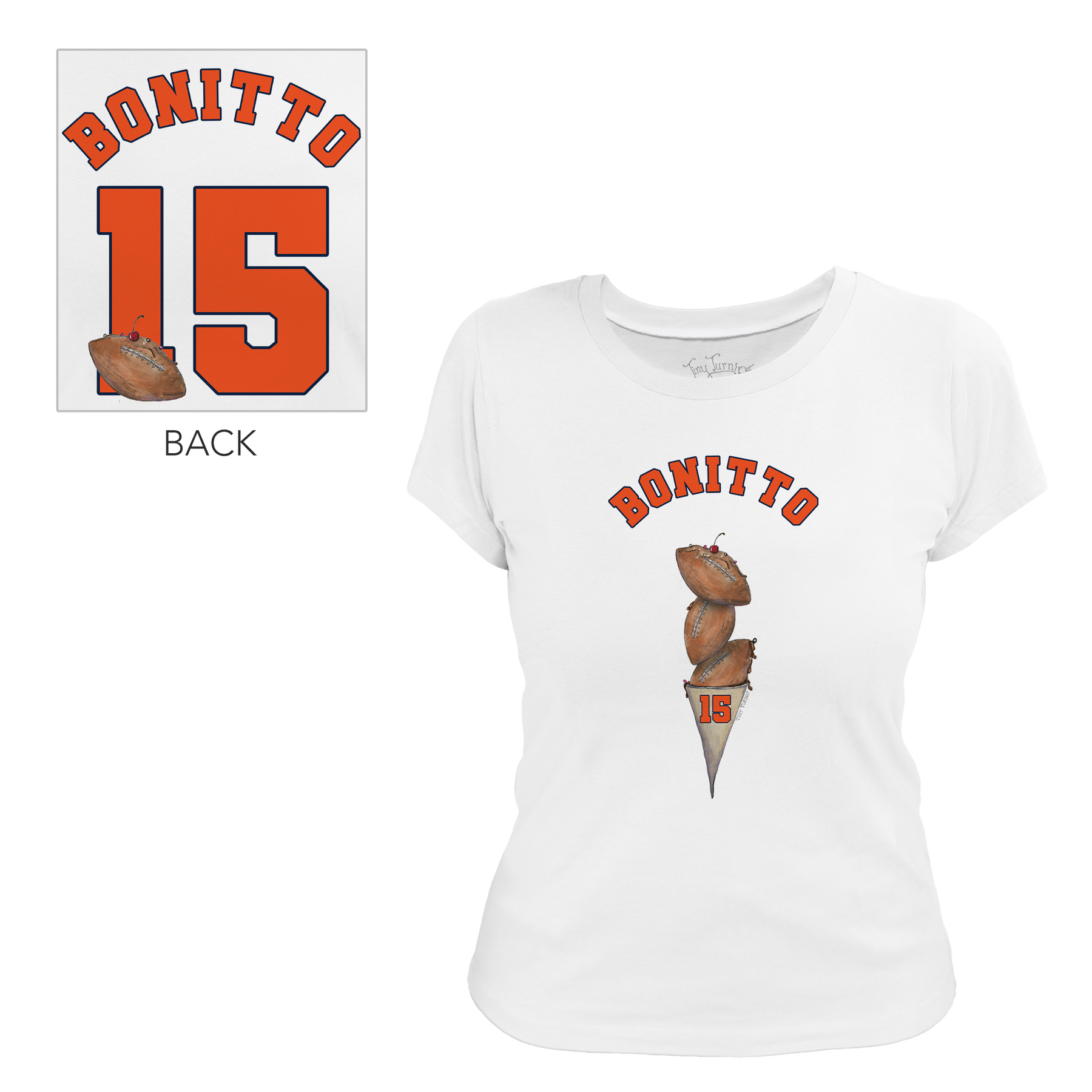 VIP Football: Triple Scoop w/ Name - Women's Tee Shirt - Tiny Turnip