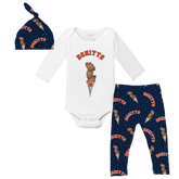 VIP Football: Triple Scoop w/ Name - Long Sleeve Snapper Layette Set - Tiny Turnip