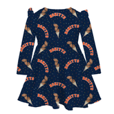 VIP Football: Triple Scoop w/ Name - Long Sleeve Molly Dress - Tiny Turnip