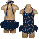 VIP Football: Triple Scoop w/ Name - Ruffle Romper - Tiny Turnip