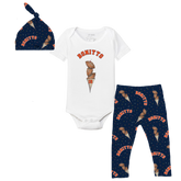 VIP Football: Triple Scoop w/ Name - Short Sleeve Snapper Layette Set - Tiny Turnip