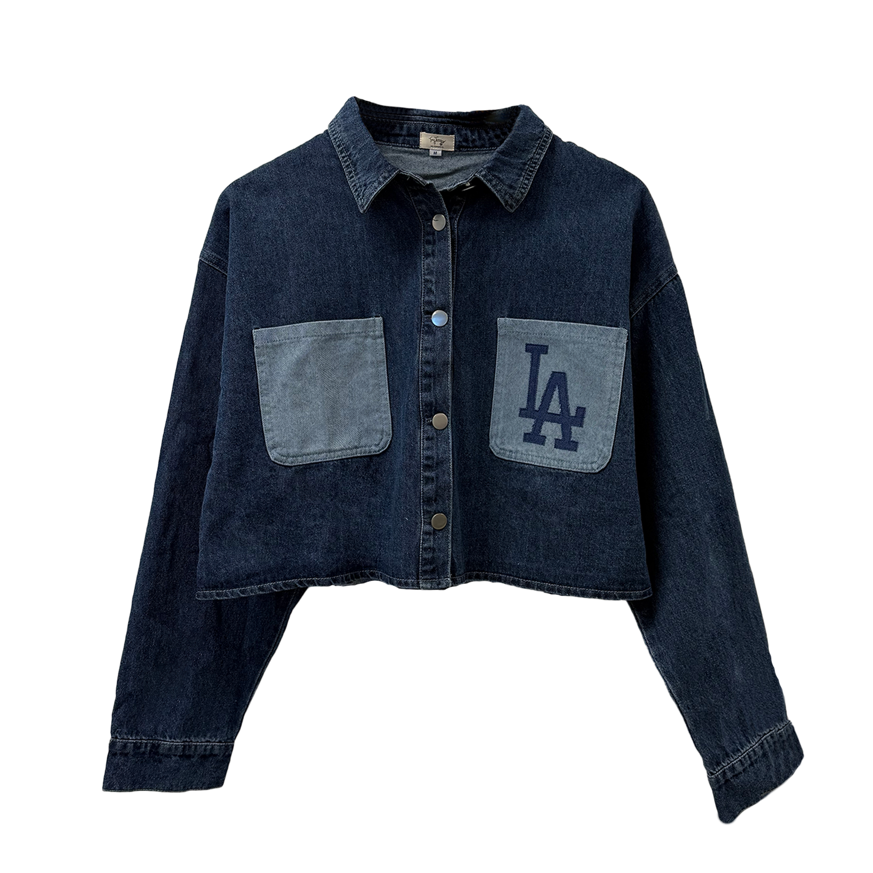 LA Dodgers Chelsea Freeman Game Day Crop Denim Shacket - Tiny Turnip
