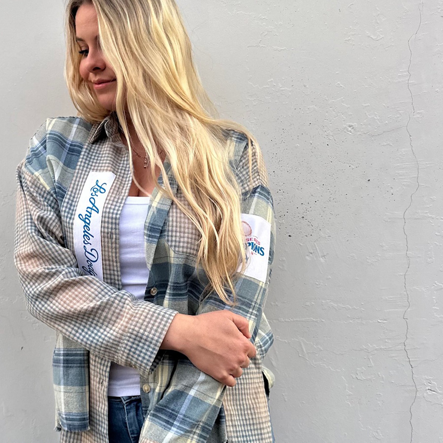 LA Dodgers Chelsea Freeman World Series Champs Spring Flannel