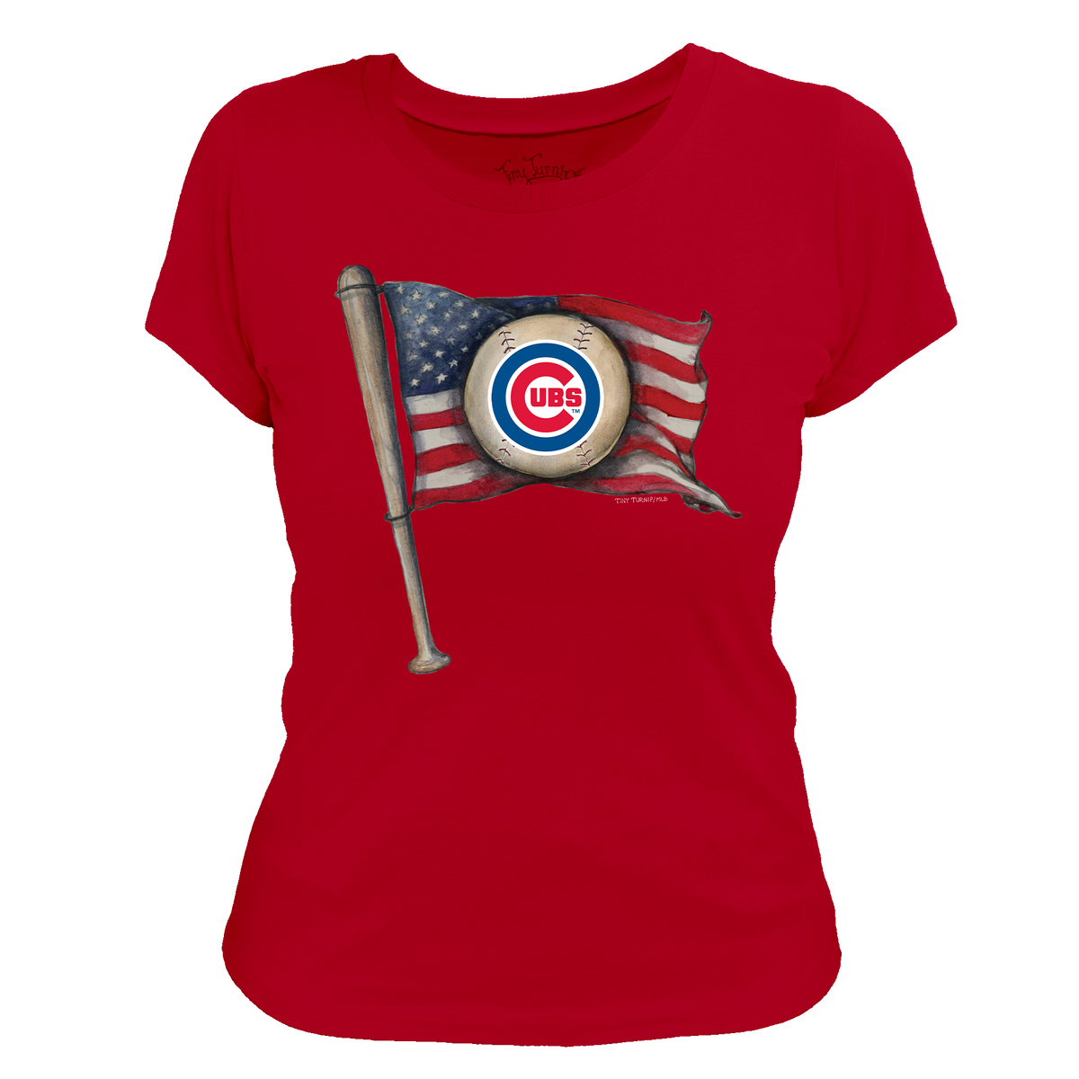 Chicago Cubs Baseball Flag Women's Tee Shirt