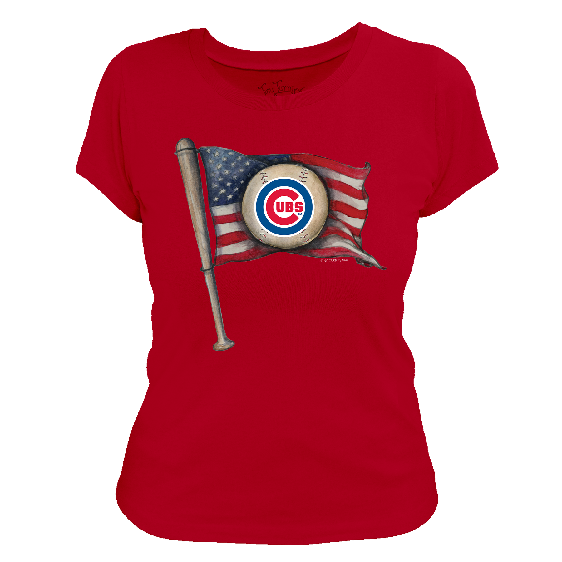 Chicago Cubs Baseball Flag Women's Tee Shirt