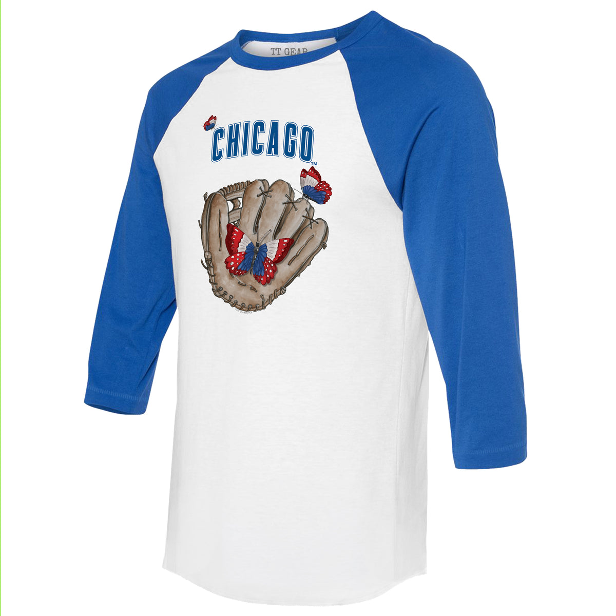 Chicago Cubs Butterfly Glove 3/4 Royal Blue Sleeve Raglan