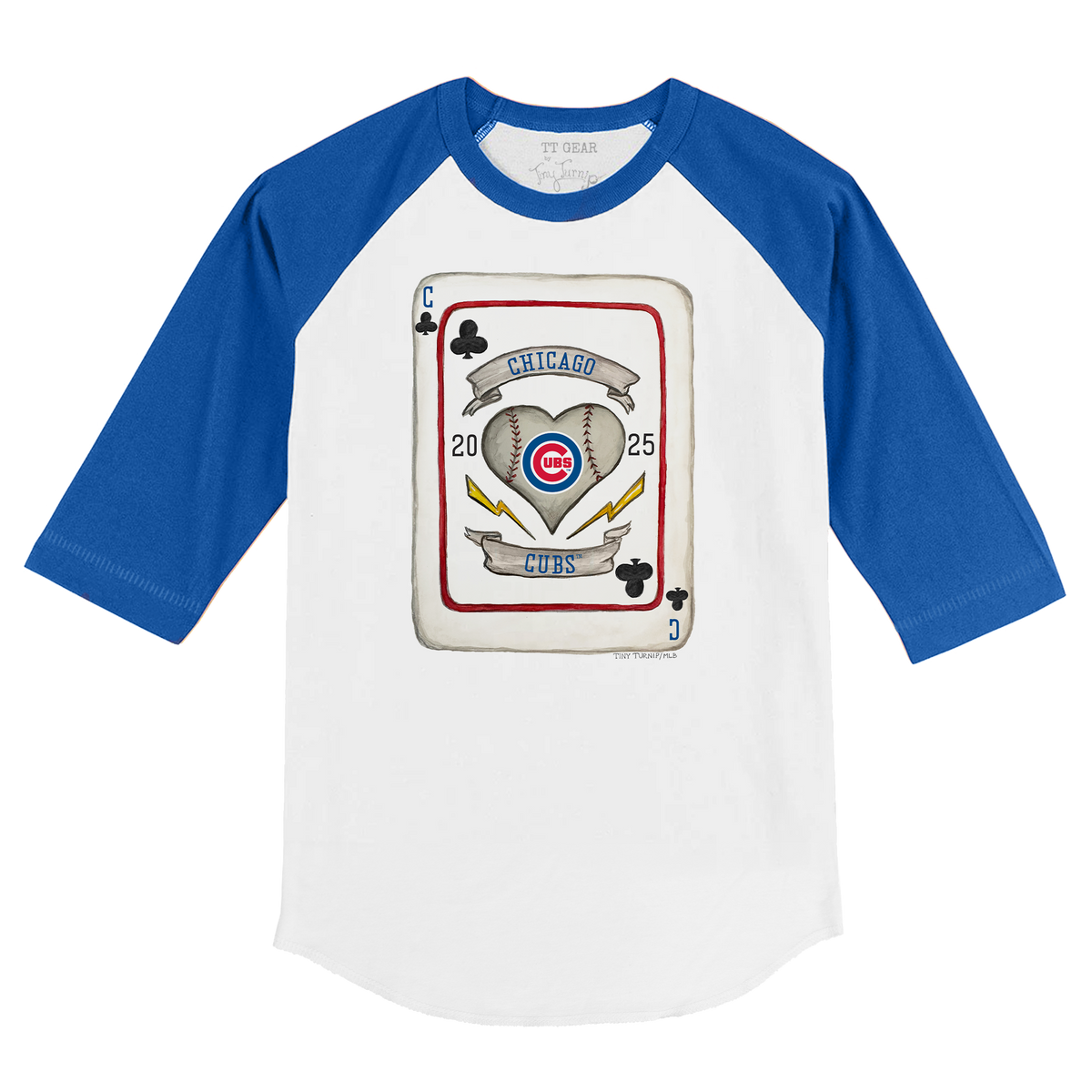 Chicago Cubs Card 3/4 Red Sleeve Raglan