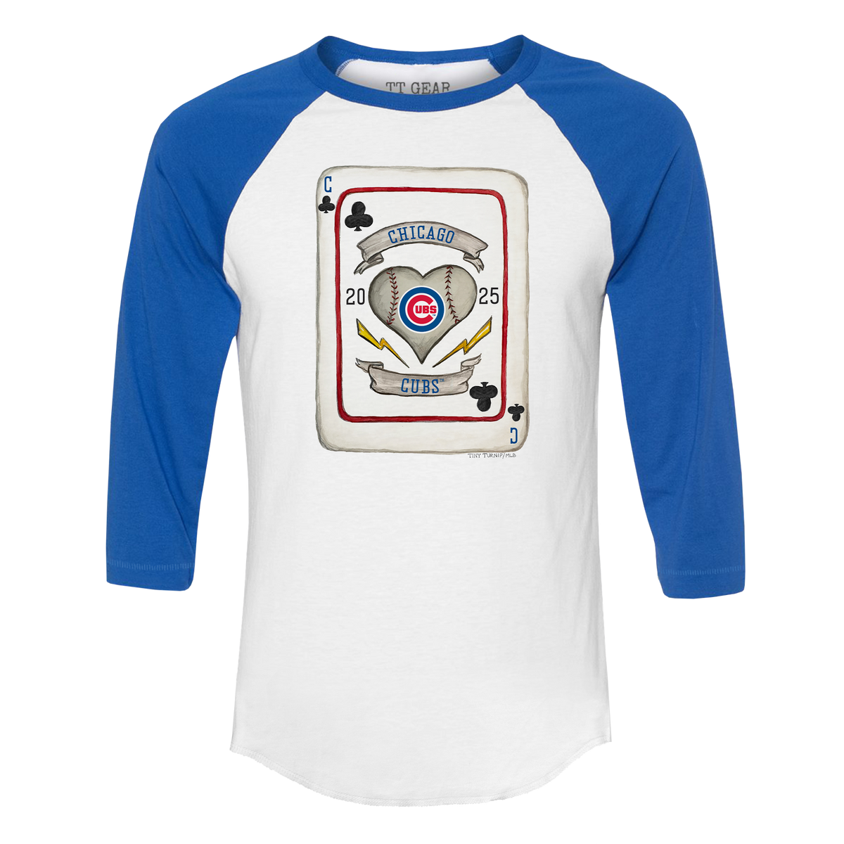 Chicago Cubs Card 3/4 Red Sleeve Raglan