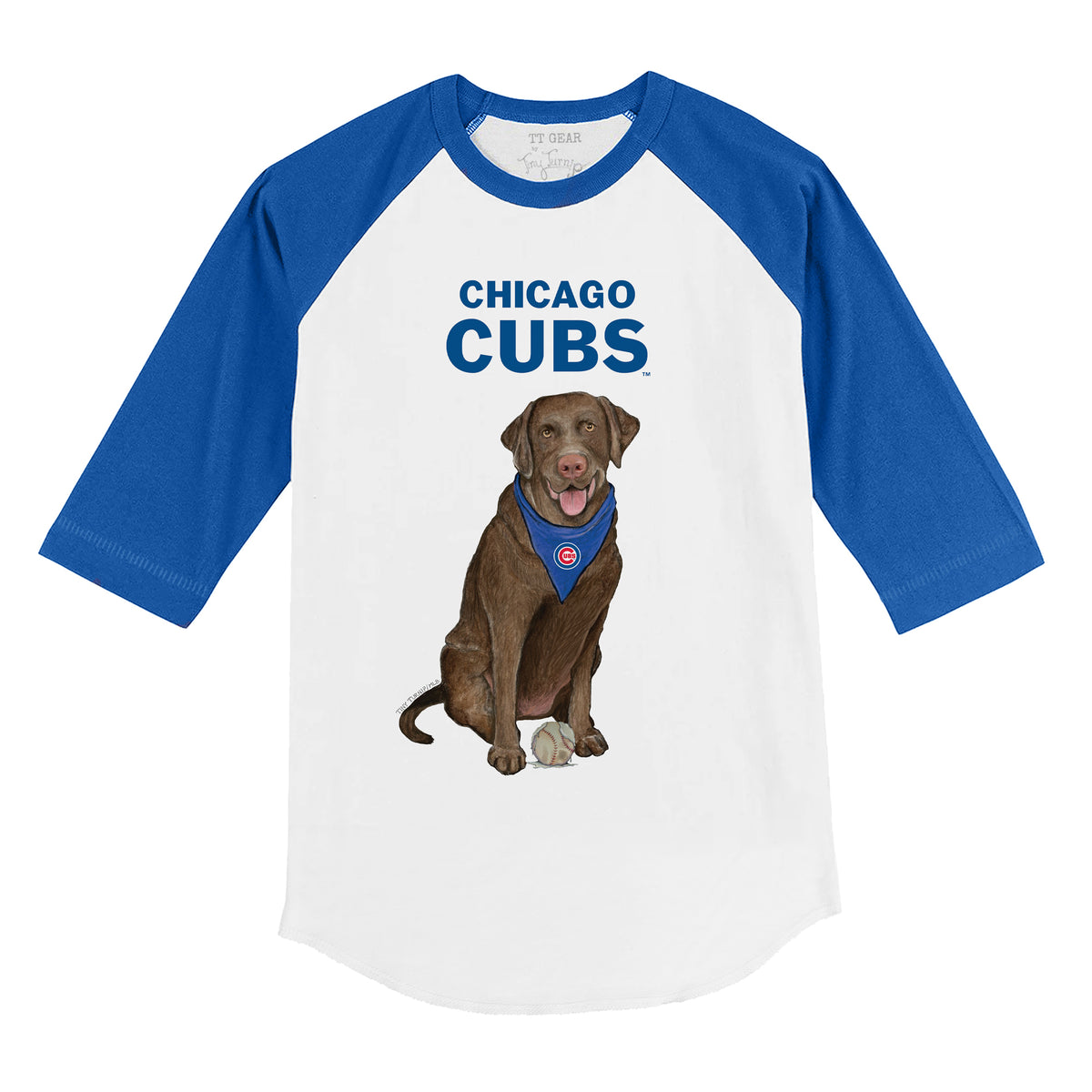 Chicago Cubs Chocolate Labrador Retriever 3/4 Royal Blue Sleeve Raglan