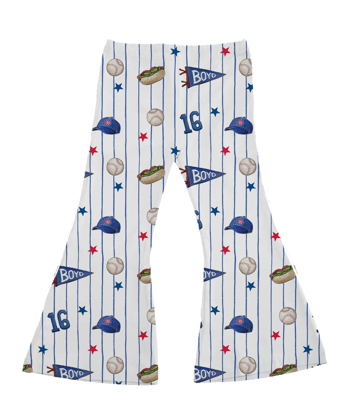 City Collage w/ Name, Number - Flare Pants - Tiny Turnip