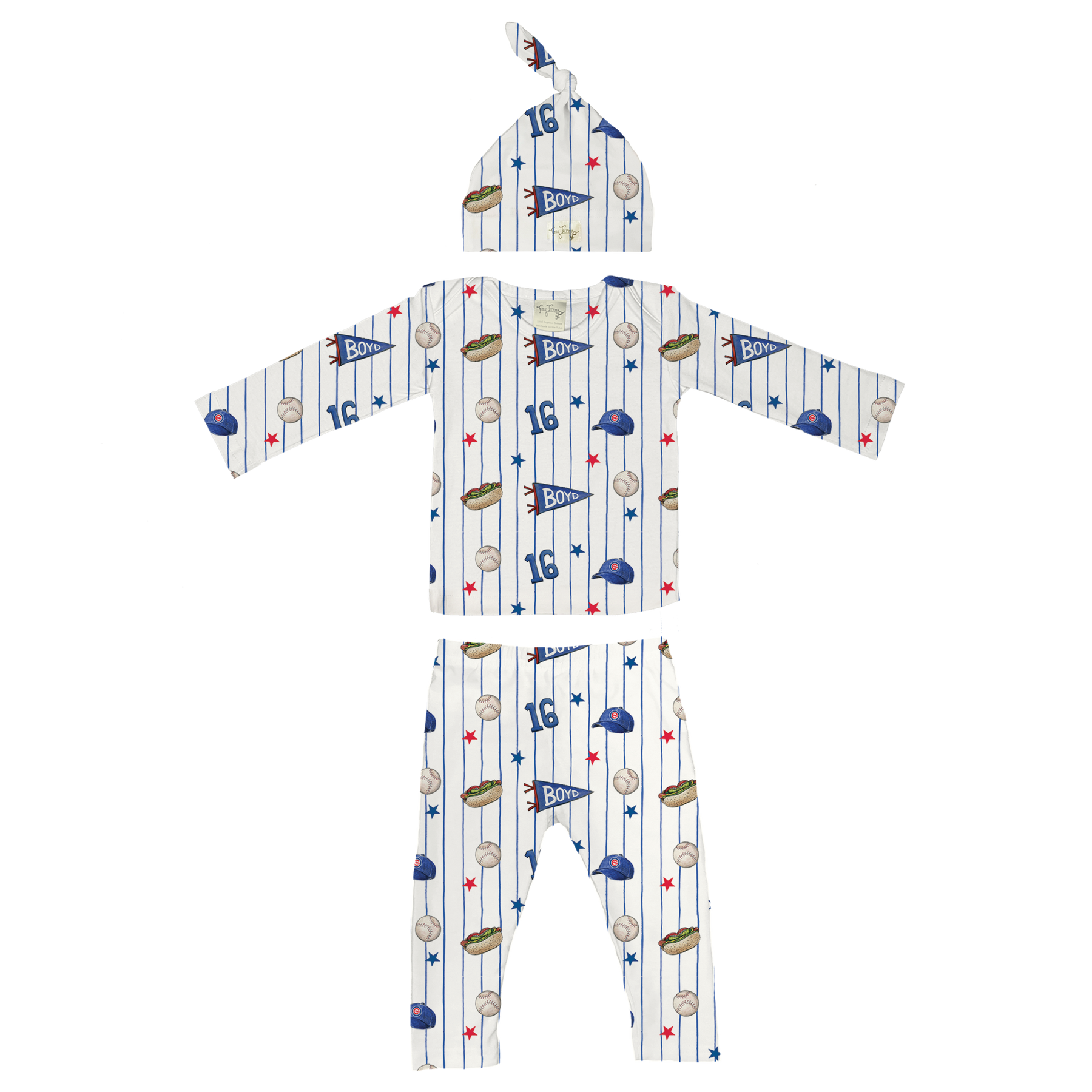 City Collage w/ Name, Number - Short Sleeve Layette Set - Tiny Turnip