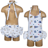 City Collage w/ Name, Number - Ruffle Romper - Tiny Turnip