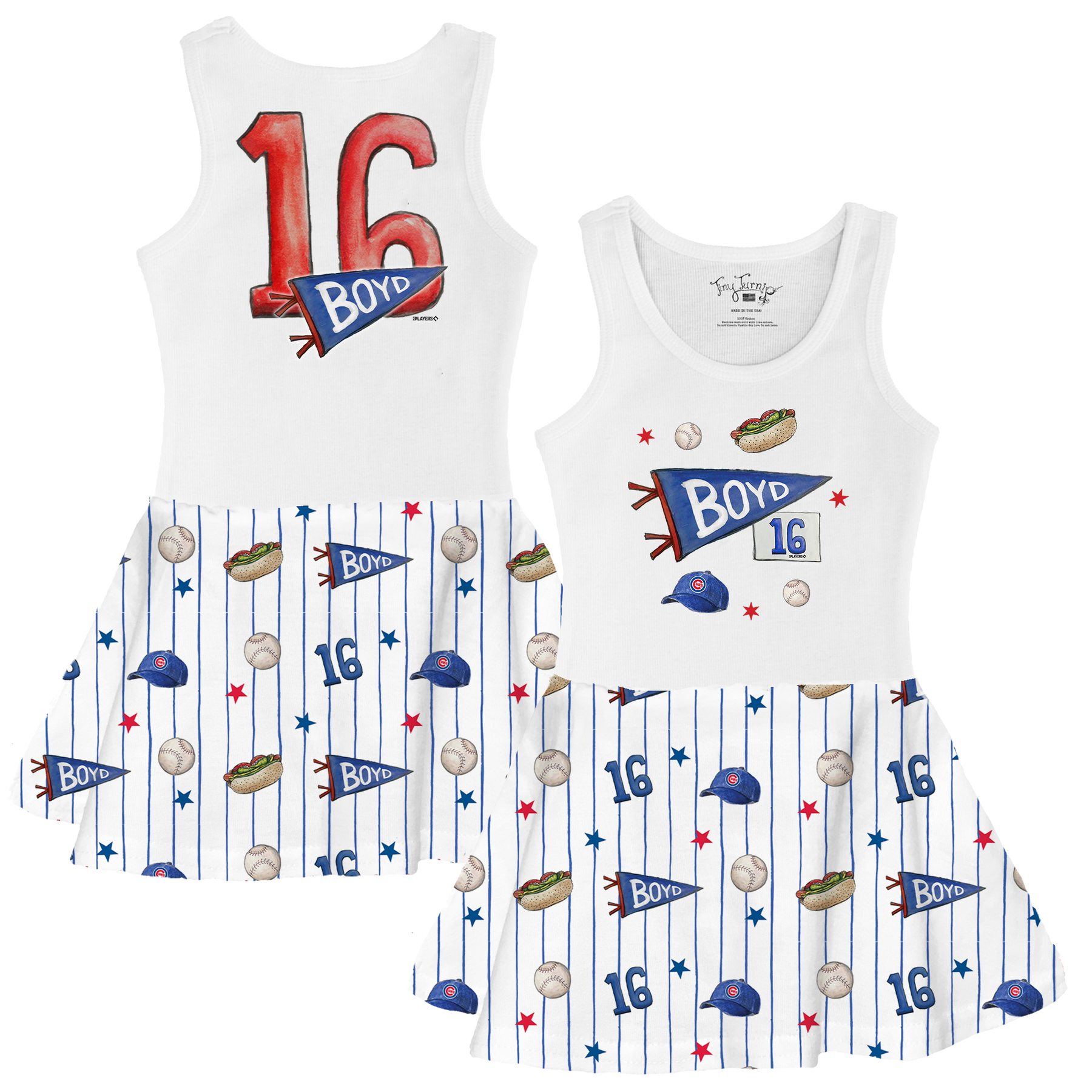 City Collage w/ Name, Number - Tank Swing Dress - Tiny Turnip