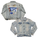 City Collage w/ Name, Number - Boyfriend Denim Jacket - Tiny Turnip