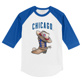 Chicago Cubs Cowboy Boot 3/4 Royal Blue Sleeve Raglan