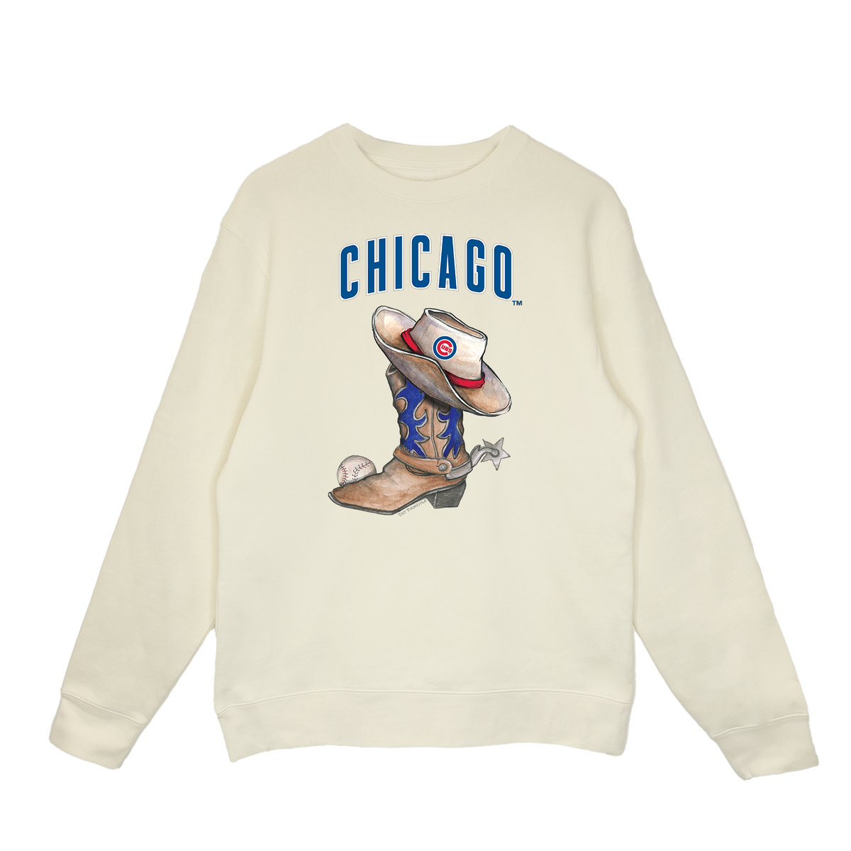 Chicago Cubs Cowboy Boot Crewneck Sweatshirt