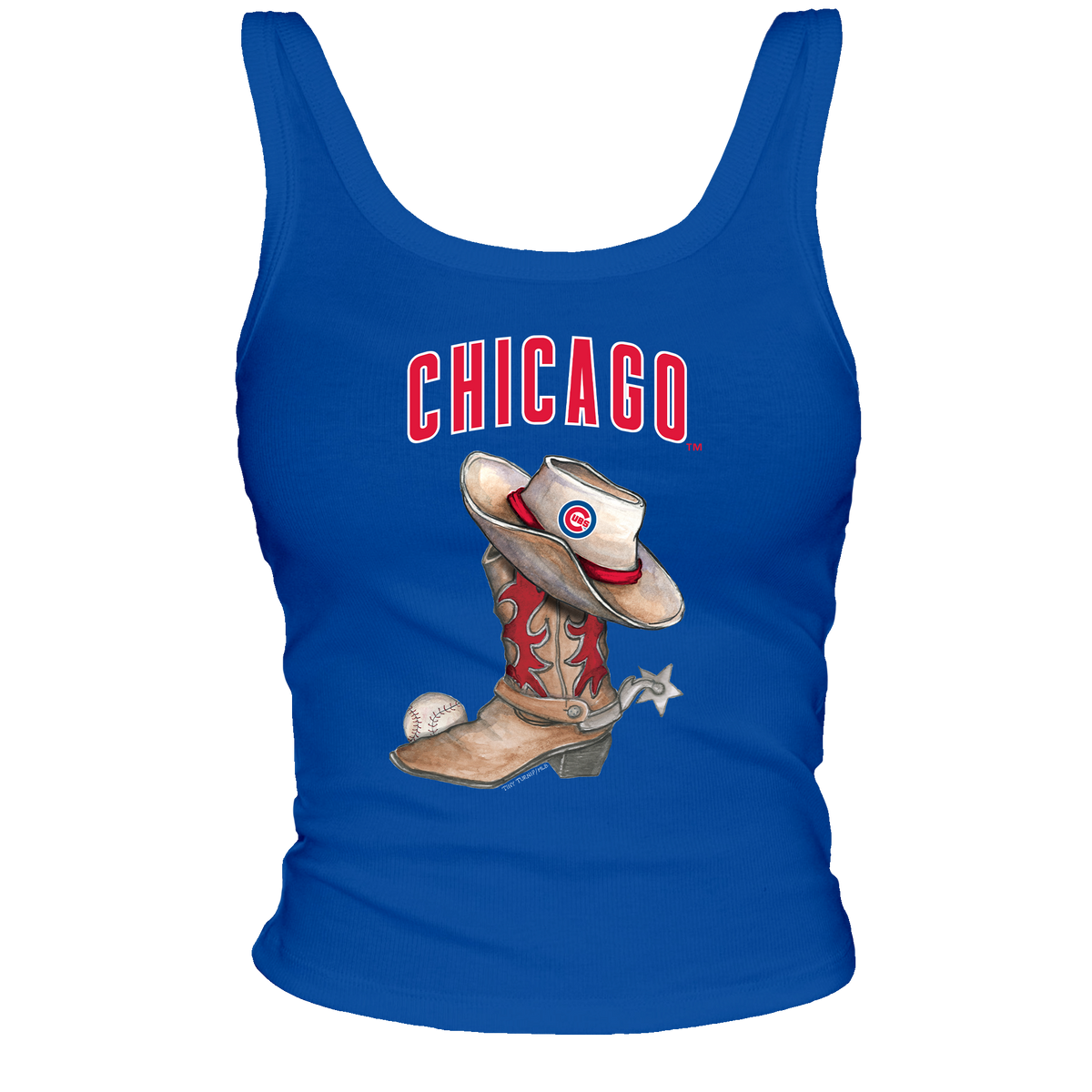 Chicago Cubs Cowboy Boot Ribbed Tank - Tiny Turnip