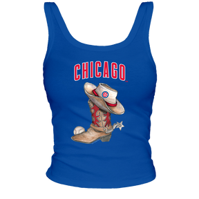 Chicago Cubs Cowboy Boot Ribbed Tank - Tiny Turnip
